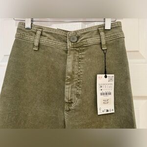 ZARA The Mariner High Waist Wide Leg Jeans NEW Size 2 Soft Army Green